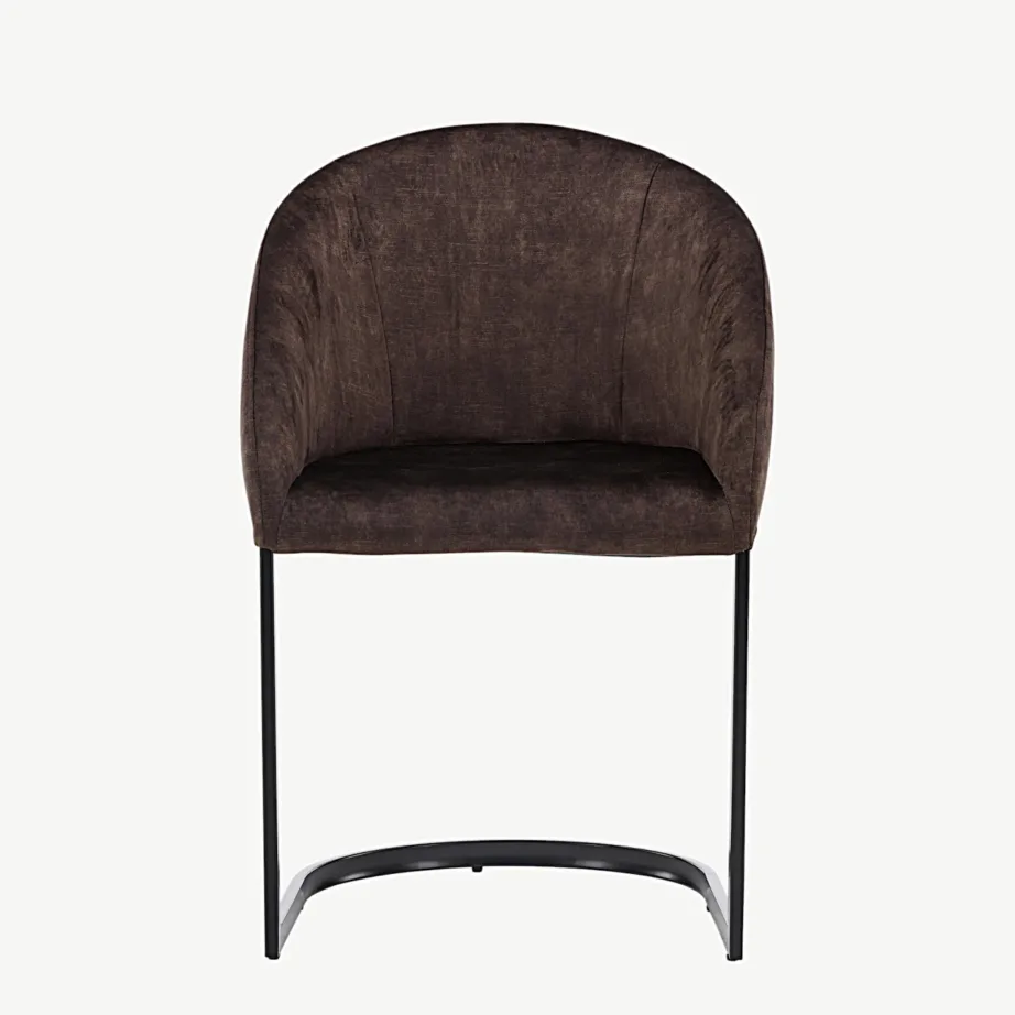 Tumepruun täispolsterdatud söögitool Evening musta metallraamiga, 19907-877 – 4