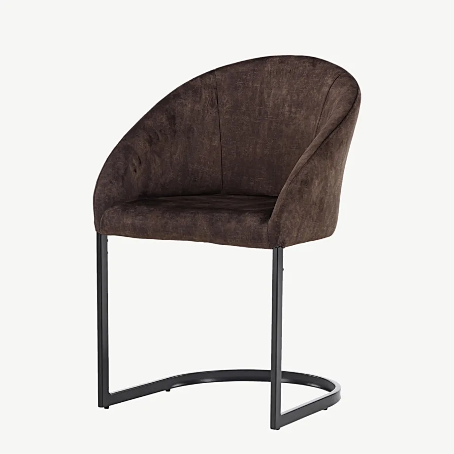 Tumepruun täispolsterdatud söögitool Evening musta metallraamiga, 19907-877 – 5