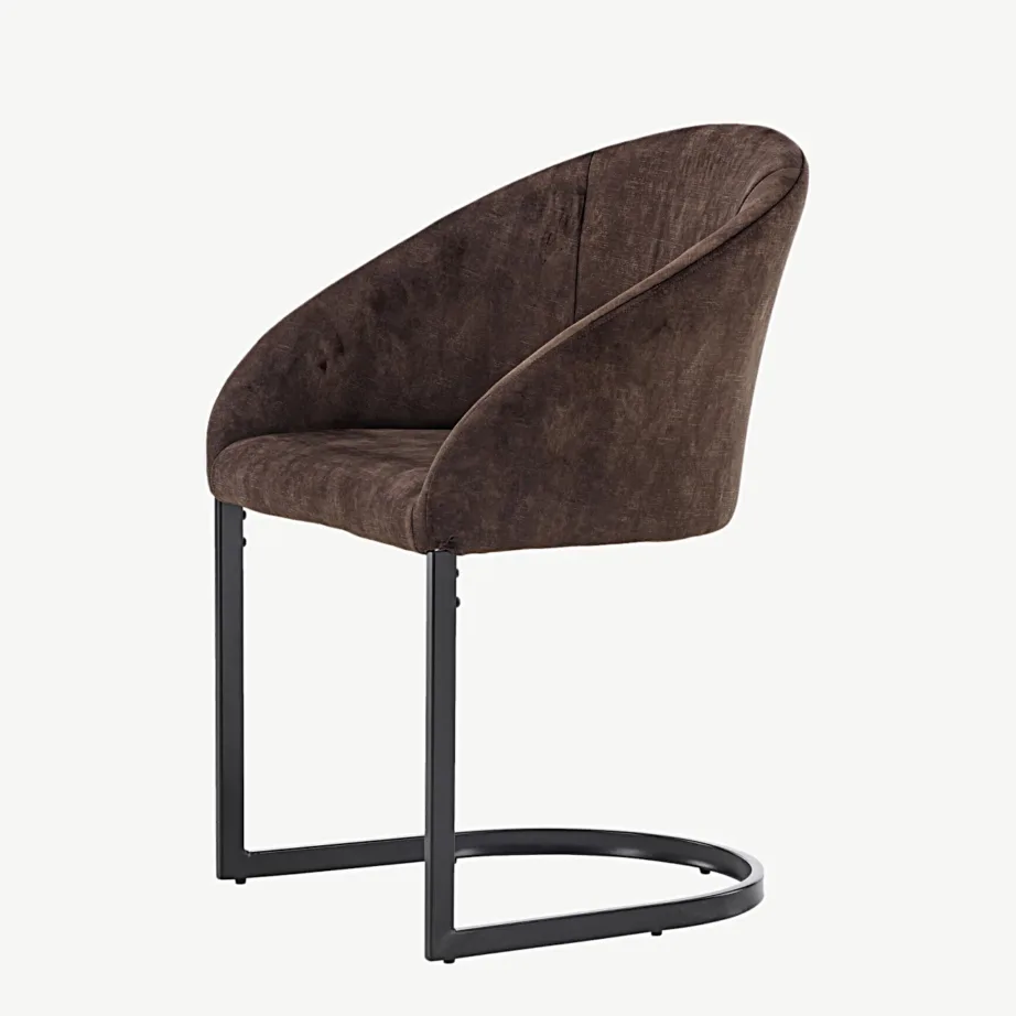 Tumepruun täispolsterdatud söögitool Evening musta metallraamiga, 19907-877 – 6