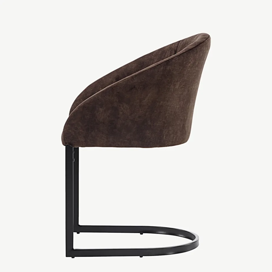 Tumepruun täispolsterdatud söögitool Evening musta metallraamiga, 19907-877 – 7