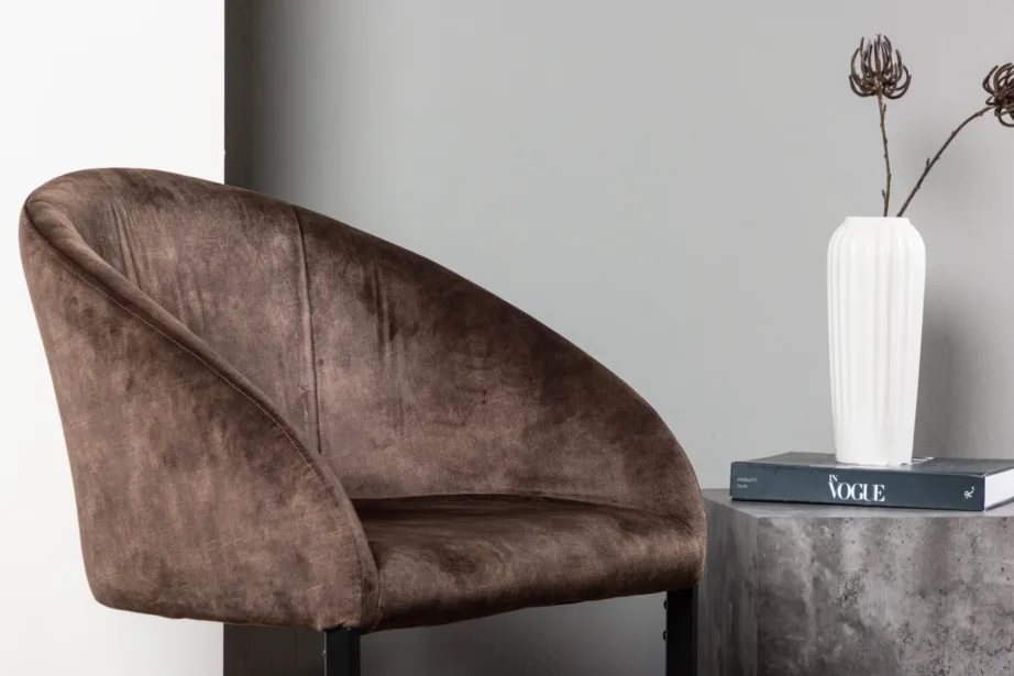 Tumepruun täispolsterdatud söögitool Evening musta metallraamiga, 19907-877 – 9