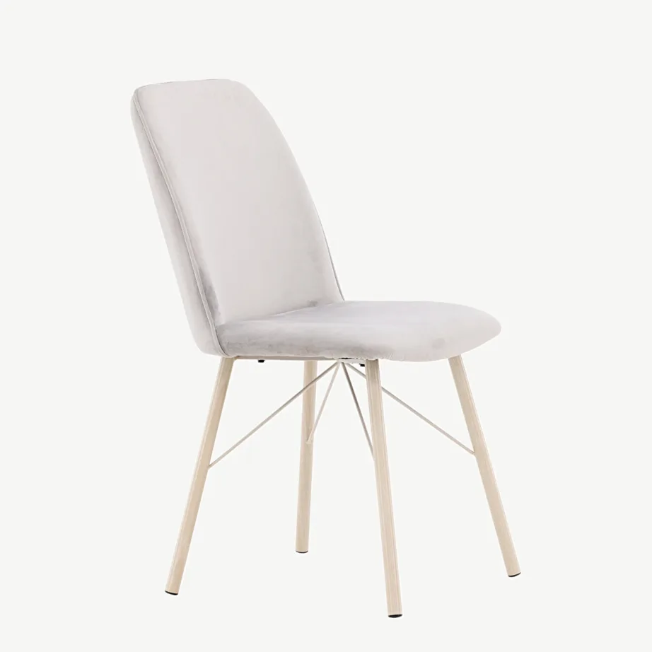 Helehall velvetist söögitool valgeks peitsitud terasjalgadel Everyday, 19908-041 – 3