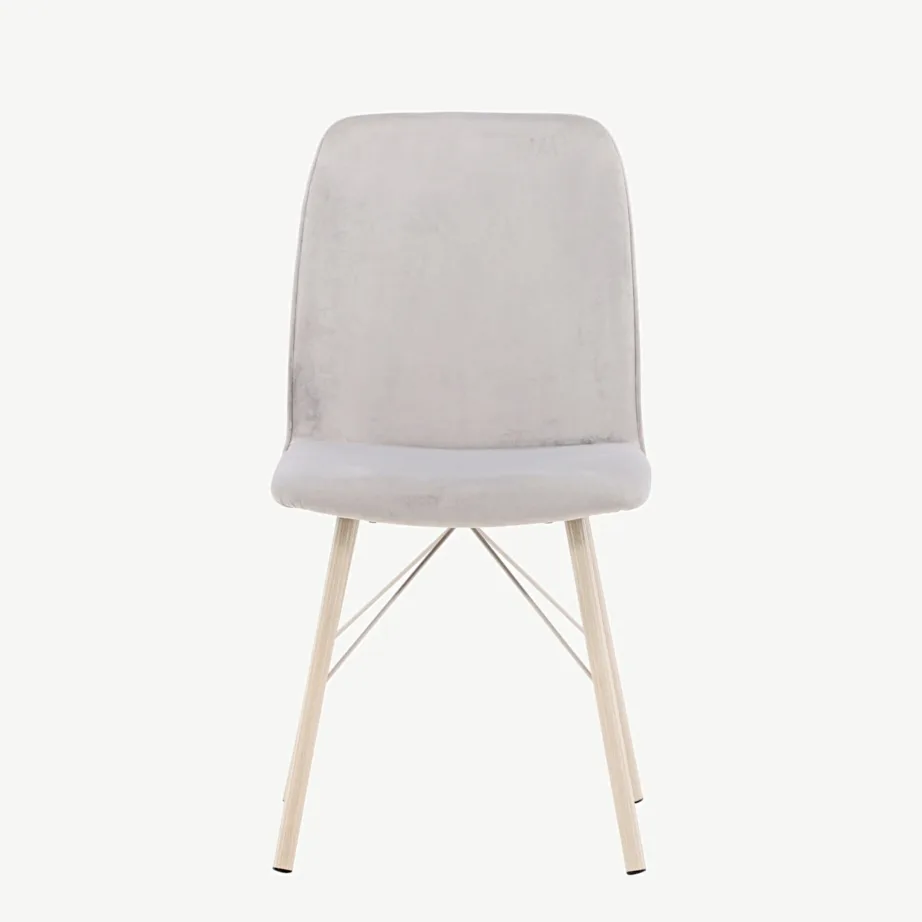 Helehall velvetist söögitool valgeks peitsitud terasjalgadel Everyday, 19908-041 – 4