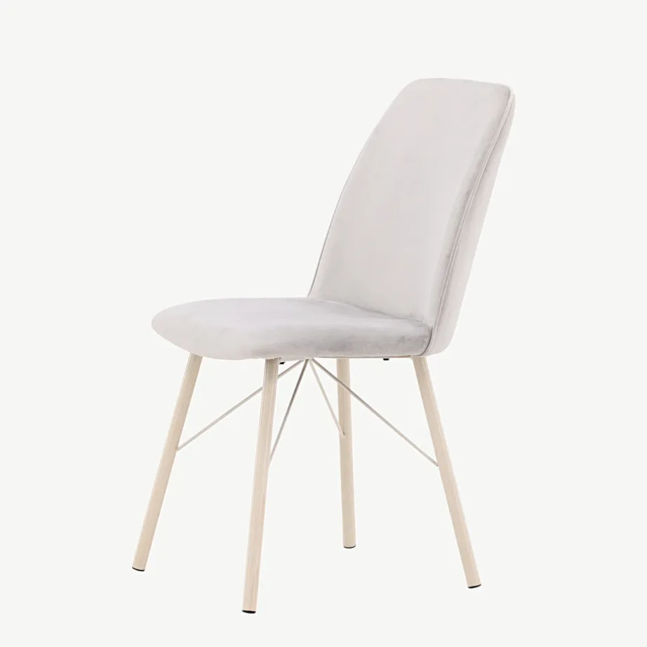 Helehall velvetist söögitool valgeks peitsitud terasjalgadel Everyday, 19908-041 – 6