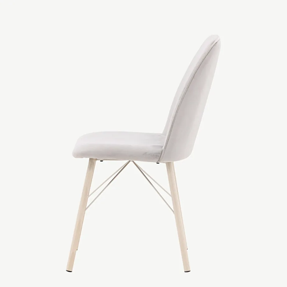 Helehall velvetist söögitool valgeks peitsitud terasjalgadel Everyday, 19908-041 – 7