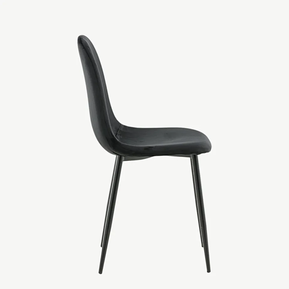 Mustast sametist Polar söögitool mustadel metalljalgadel, 19912-888 – 2