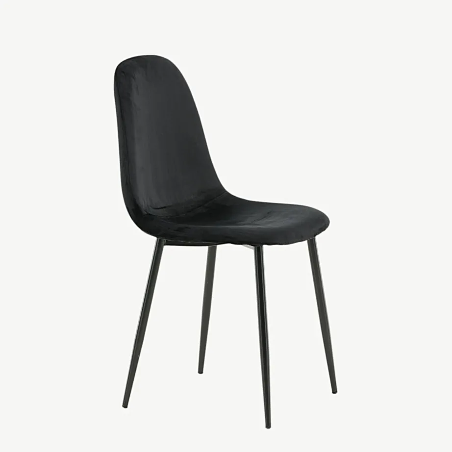 Mustast sametist Polar söögitool mustadel metalljalgadel, 19912-888 – 3