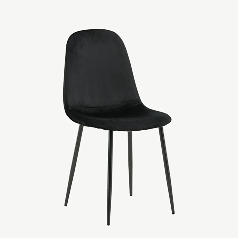 Mustast sametist Polar söögitool mustadel metalljalgadel, 19912-888 – 4