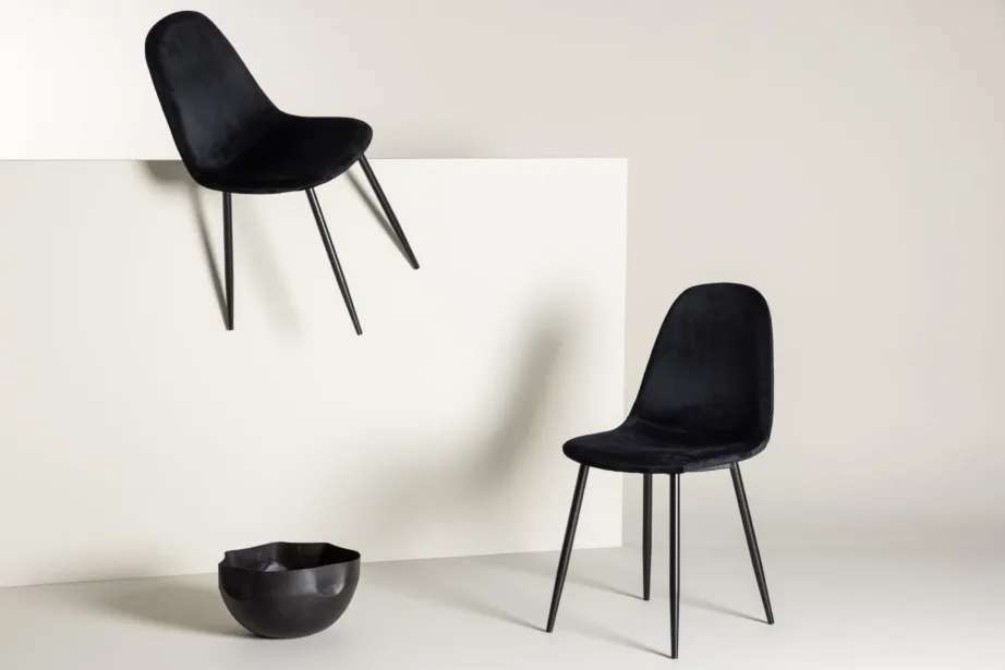 Mustast sametist Polar söögitool mustadel metalljalgadel, 19912-888 – 8