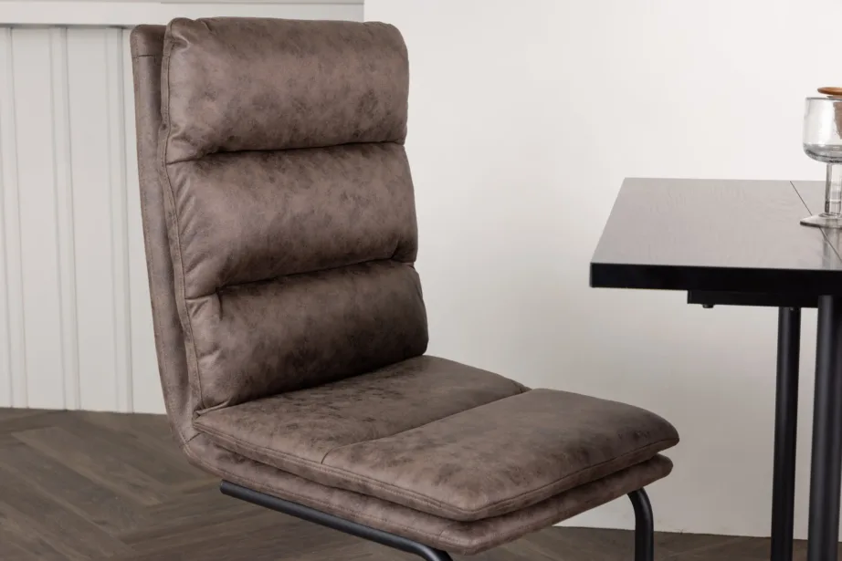 Pruunist mikrokiust söögitool musta terasraamiga Zizo, 19915-877 – 9