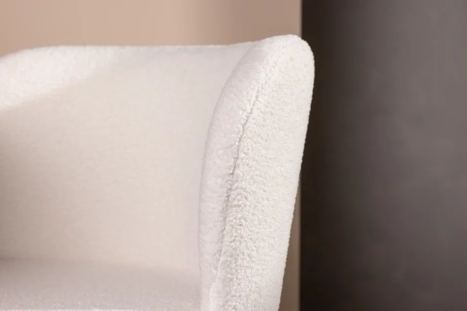 Valgest buklee-kangast söögitool Edina mustade metalljalgadega, 19916-360 – 10