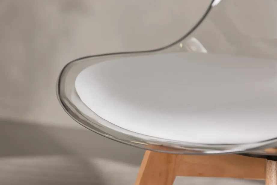 Läbipaistev söögitool Edvin valge padjaga, naturaalse kasespooniga jalad, 19917-360 – 11