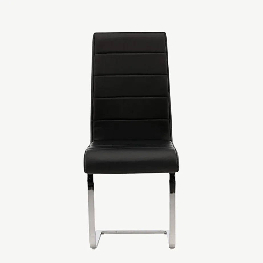 Tempo musta kunstnahaga ja kroomitud terasraamiga söögitool, 19918-458 – 4