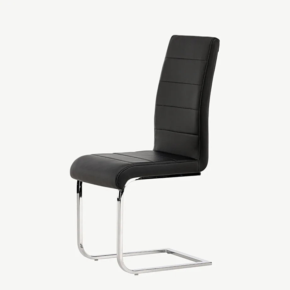 Tempo musta kunstnahaga ja kroomitud terasraamiga söögitool, 19918-458 – 6