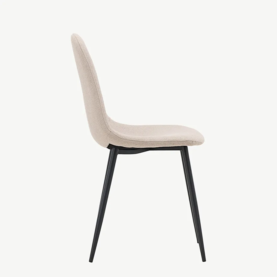 Beežist buklee-kangast söögitool Polar, mustade terasjalgadega, 19919-204 – 2