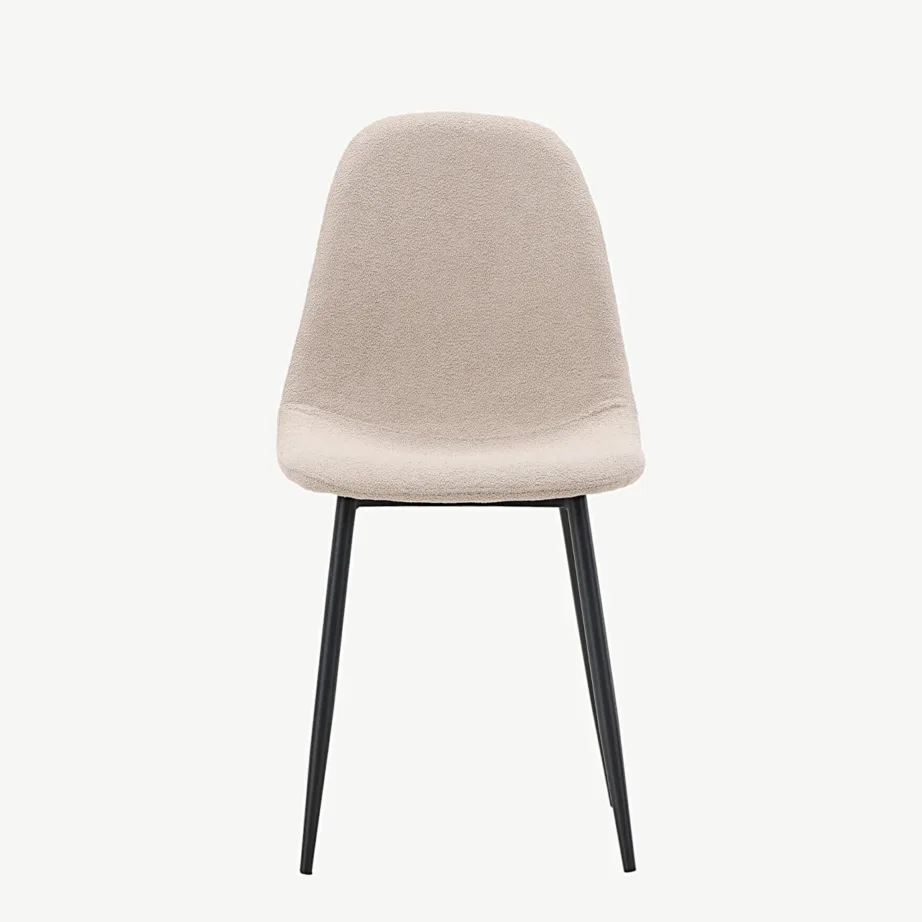 Beežist buklee-kangast söögitool Polar, mustade terasjalgadega, 19919-204 – 4