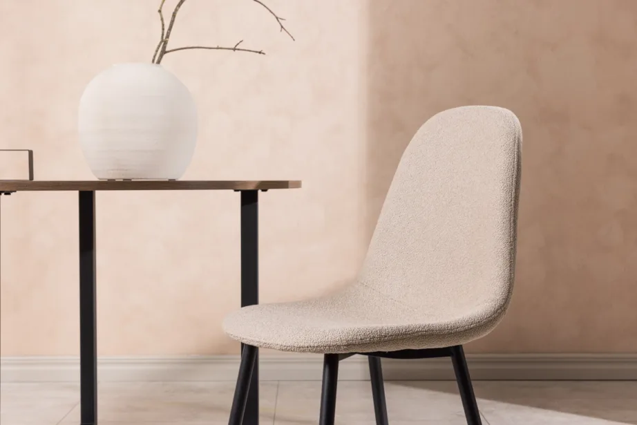 Beežist buklee-kangast söögitool Polar, mustade terasjalgadega, 19919-204 – 9