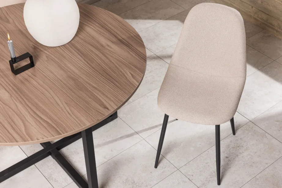 Beežist buklee-kangast söögitool Polar, mustade terasjalgadega, 19919-204 – 11