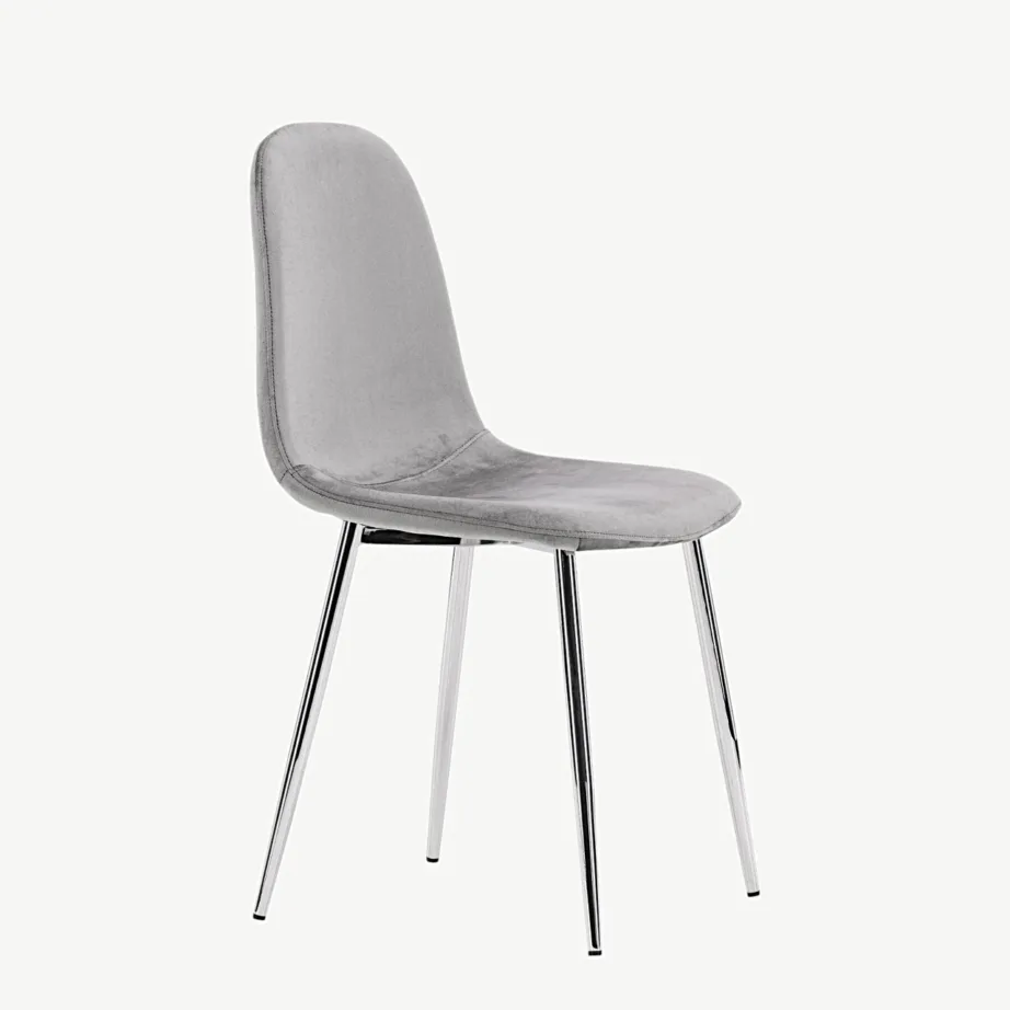 Helehallist velvetkangast söögitool Eva hõbedaste terasjalgadega, 19920-041 – 3