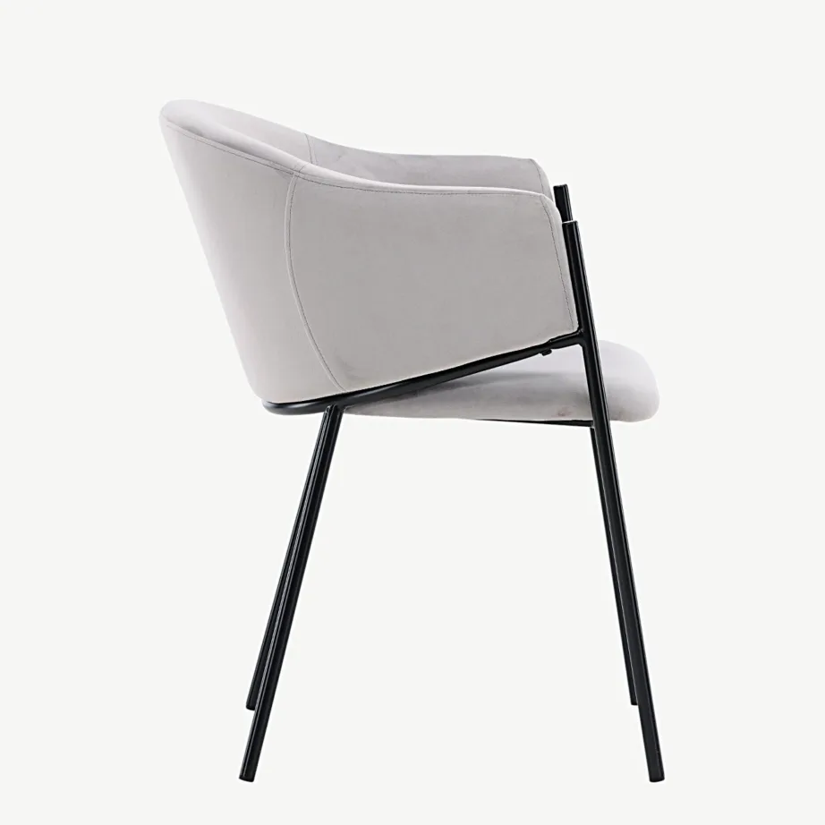 Evelina hall sametist söögitool musta terasraamiga, 19921-041 – 2