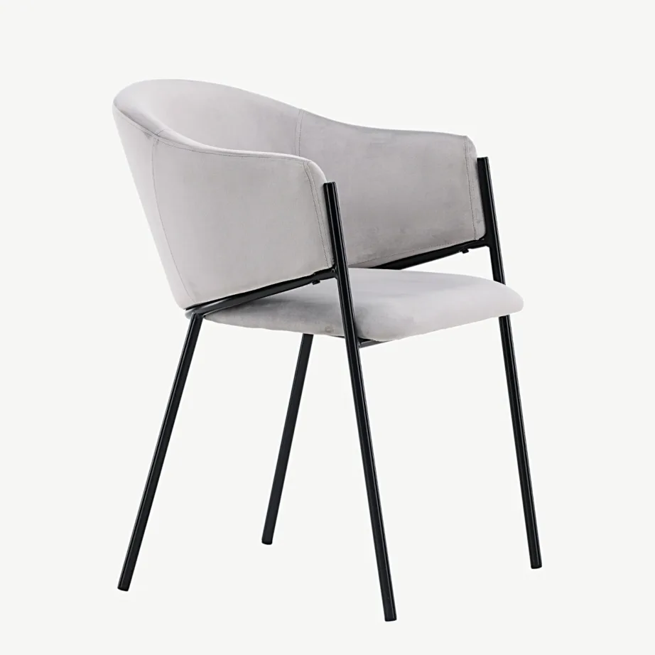 Evelina hall sametist söögitool musta terasraamiga, 19921-041 – 3