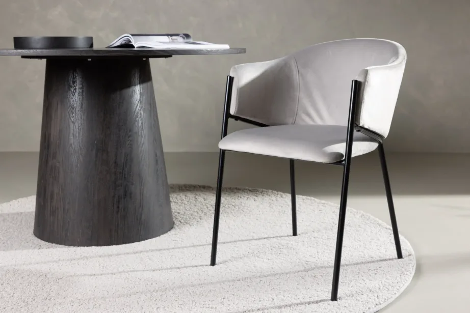 Evelina hall sametist söögitool musta terasraamiga, 19921-041 – 8