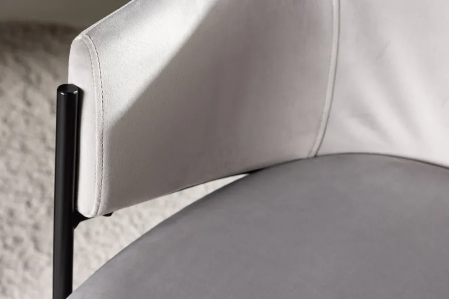 Evelina hall sametist söögitool musta terasraamiga, 19921-041 – 10