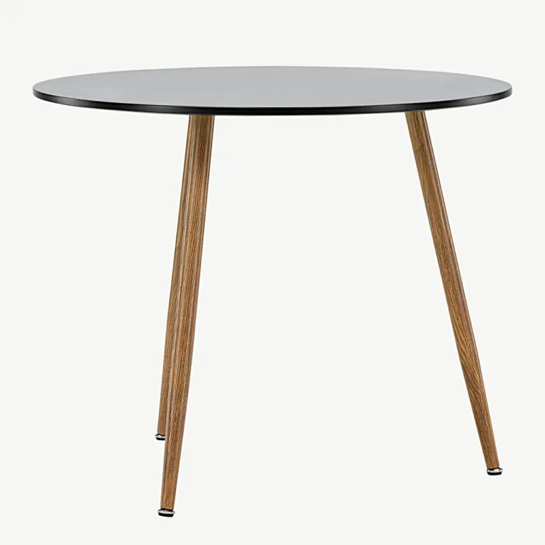 Ümmargune must söögilaud Polar (MDF, tammeimitatsiooniga terasjalad, Ø 90 cm) - 19921-458