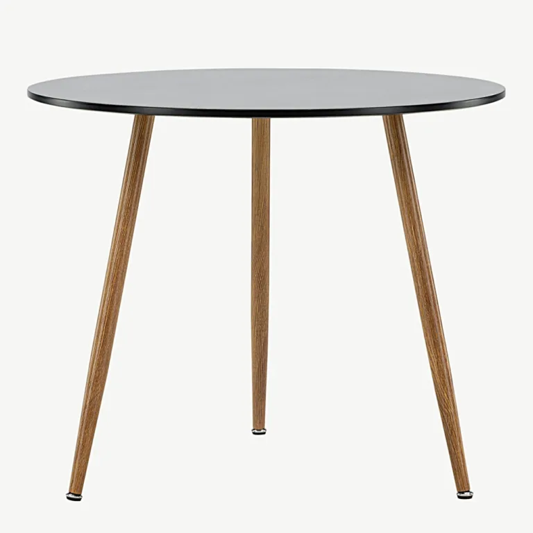 Ümmargune must söögilaud Polar (MDF, tammeimitatsiooniga terasjalad, Ø 90 cm) - 19921-458