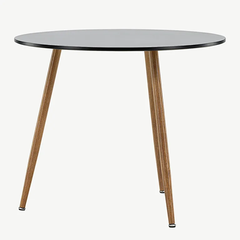 Ümmargune must söögilaud Polar (MDF, tammeimitatsiooniga terasjalad, Ø 90 cm) - 19921-458