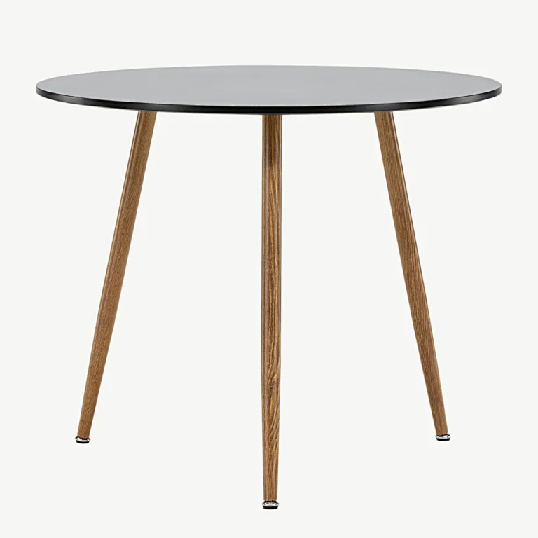 Ümmargune must söögilaud Polar (MDF, tammeimitatsiooniga terasjalad, Ø 90 cm) - 19921-458