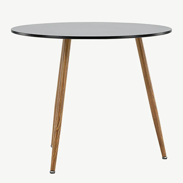 Ümmargune must söögilaud Polar (MDF, tammeimitatsiooniga terasjalad, Ø 90 cm) - 19921-458