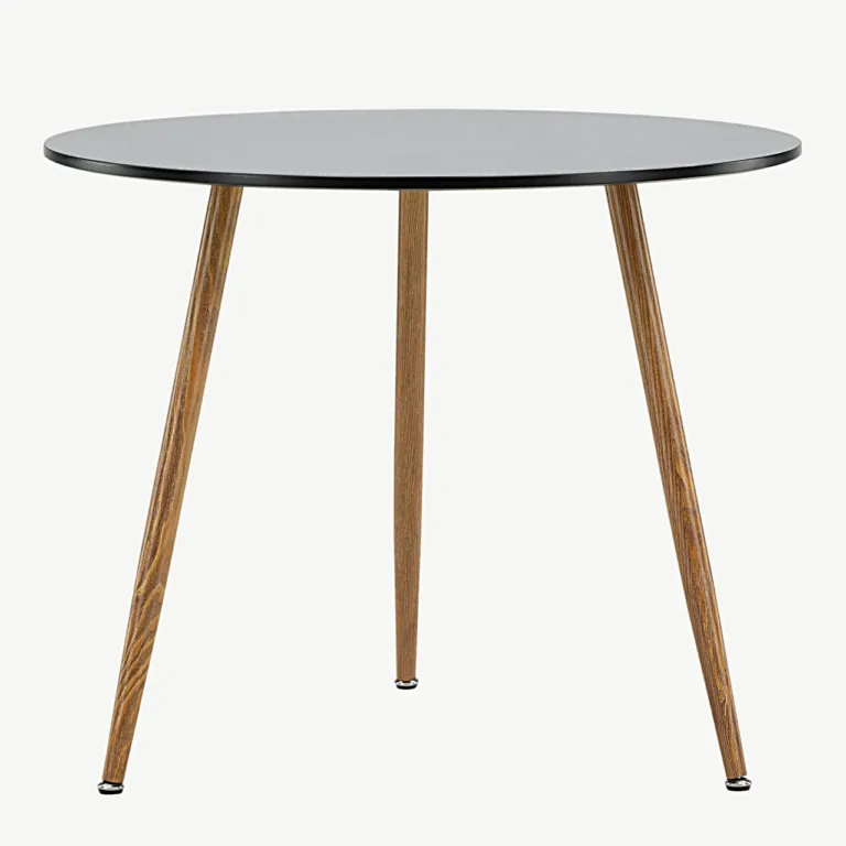 Ümmargune must söögilaud Polar (MDF, tammeimitatsiooniga terasjalad, Ø 90 cm) - 19921-458