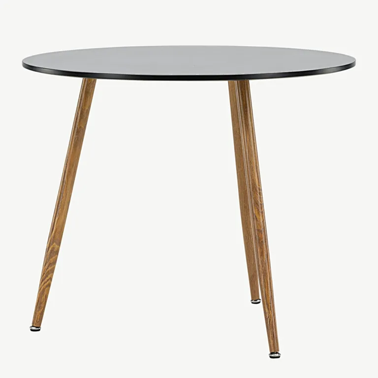 Ümmargune must söögilaud Polar (MDF, tammeimitatsiooniga terasjalad, Ø 90 cm) - 19921-458