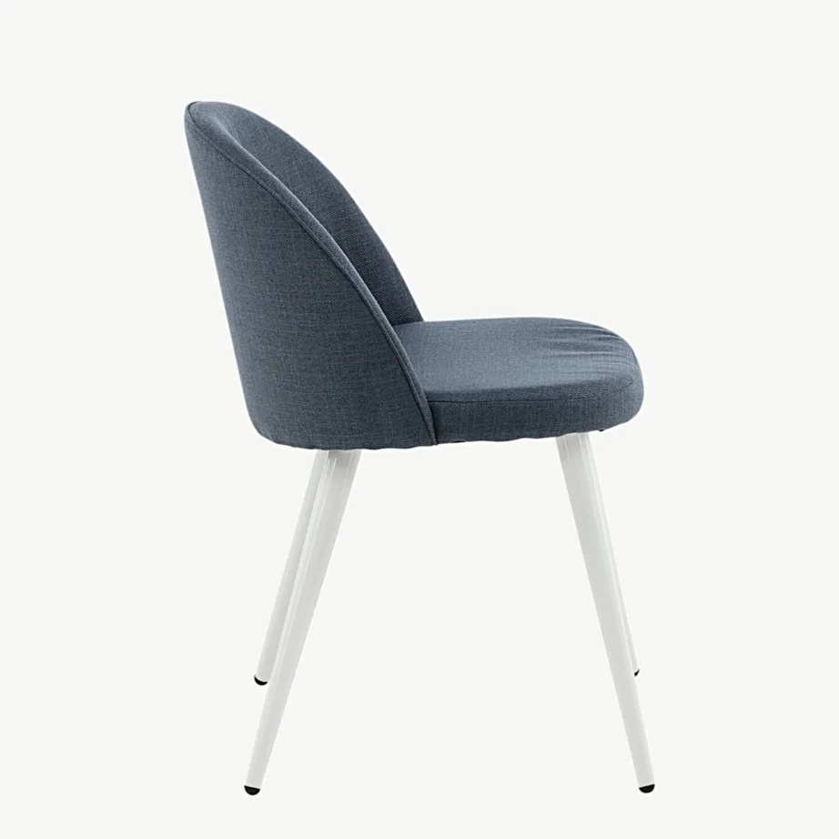 Sinine polsterdatud söögitool valgete metalljalgadega Velvet-sarjast, 19924-077 – 2