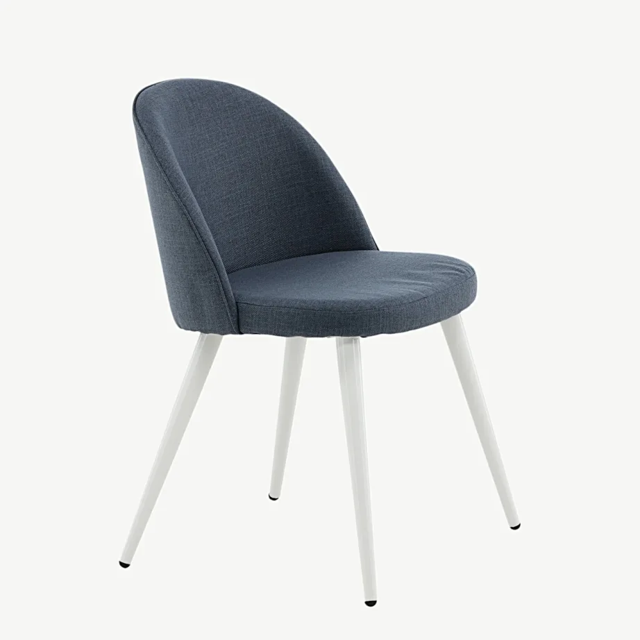 Sinine polsterdatud söögitool valgete metalljalgadega Velvet-sarjast, 19924-077 – 3