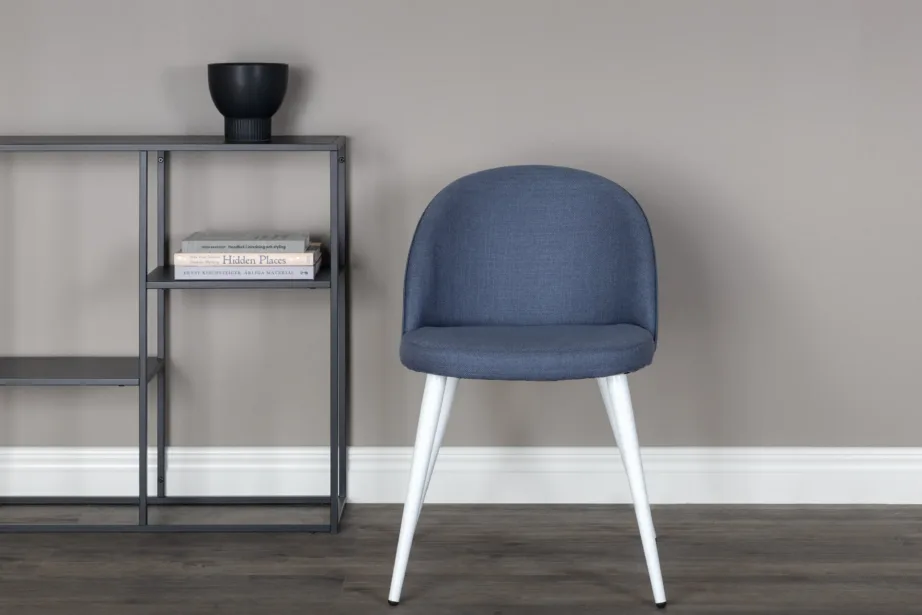 Sinine polsterdatud söögitool valgete metalljalgadega Velvet-sarjast, 19924-077 – 8