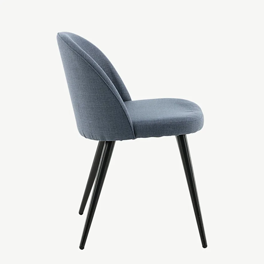 Sinine polsterdatud sametist söögitool Velvet mustade terasjalgadega, 19924-087 – 2