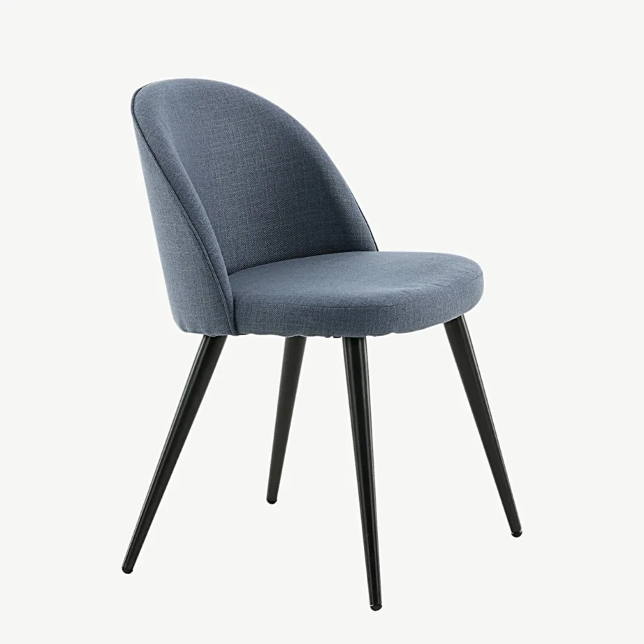 Sinine polsterdatud sametist söögitool Velvet mustade terasjalgadega, 19924-087 – 3