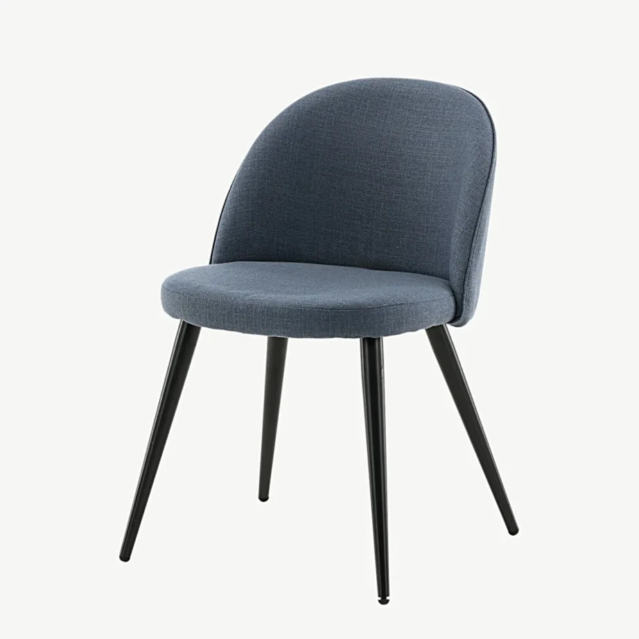 Sinine polsterdatud sametist söögitool Velvet mustade terasjalgadega, 19924-087