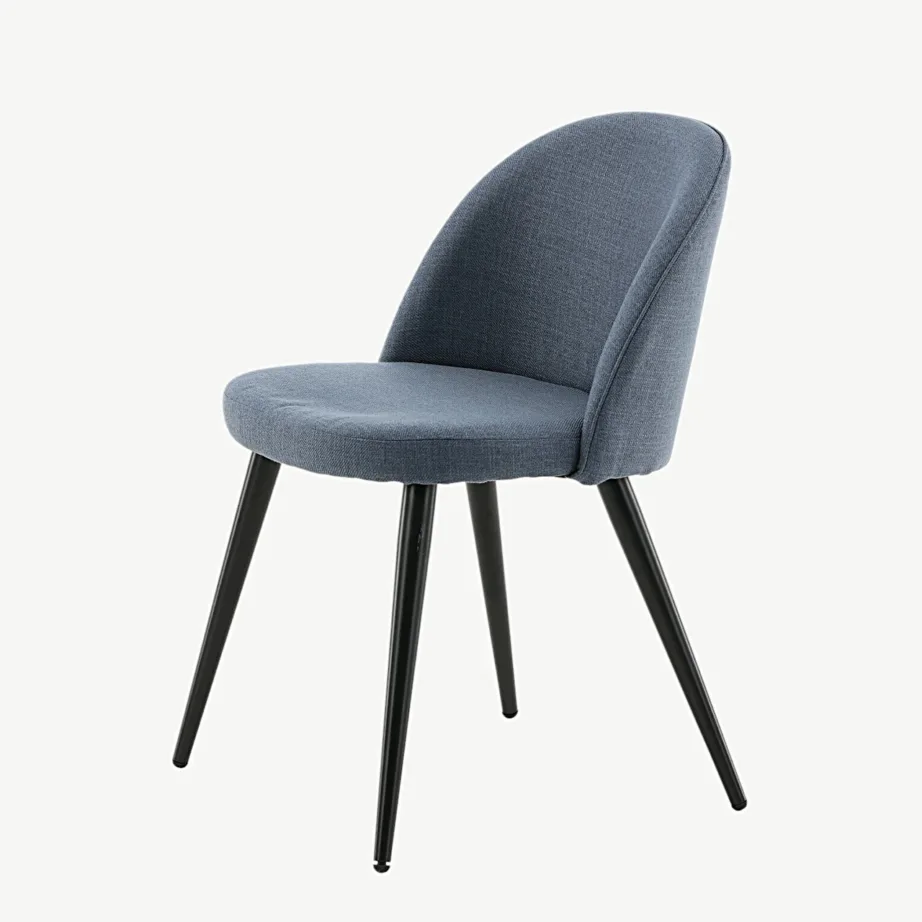 Sinine polsterdatud sametist söögitool Velvet mustade terasjalgadega, 19924-087 – 6