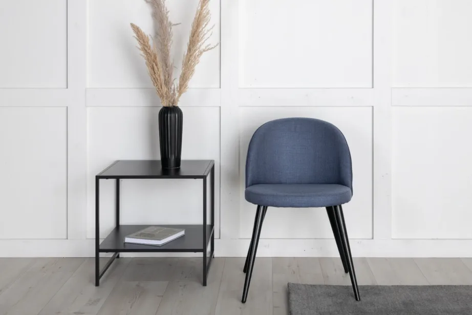 Sinine polsterdatud sametist söögitool Velvet mustade terasjalgadega, 19924-087 – 8