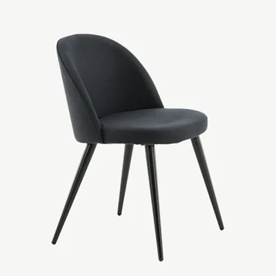 Polsterdatud musta sametiga söögitool Velvet terasjalgadel, 100% polüester - 19924-808