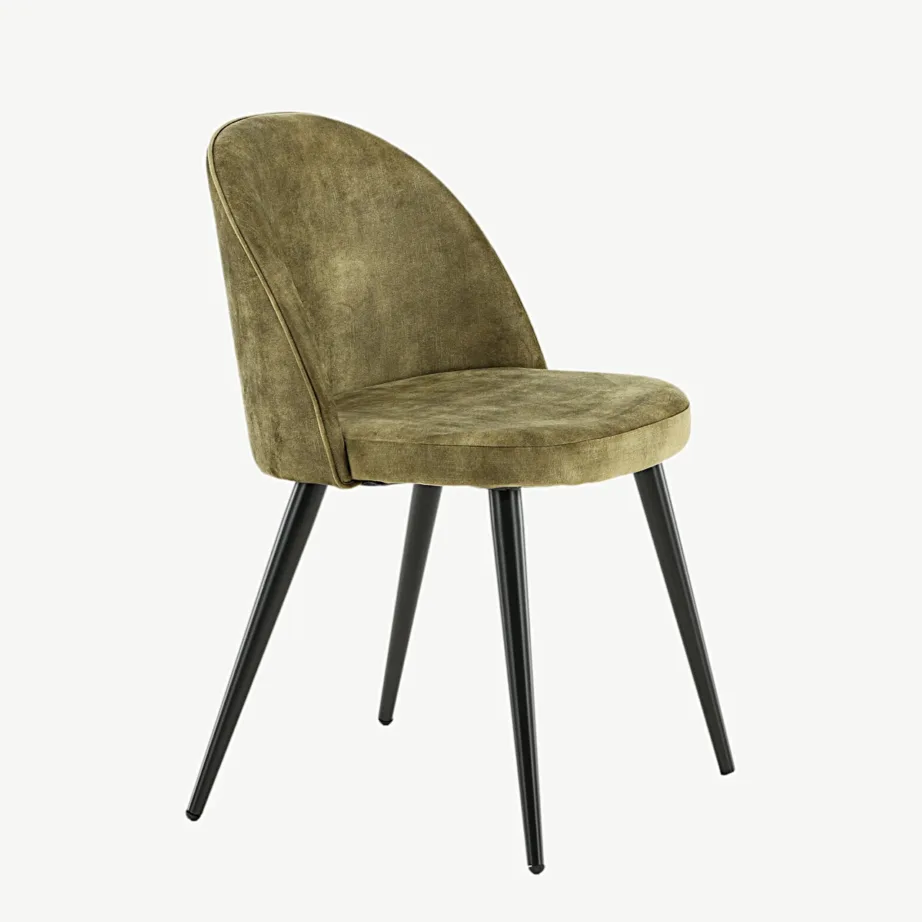 Roheline sametist söögitool mustade terasjalgadega Velvet sarjast, 19924-844 – 3