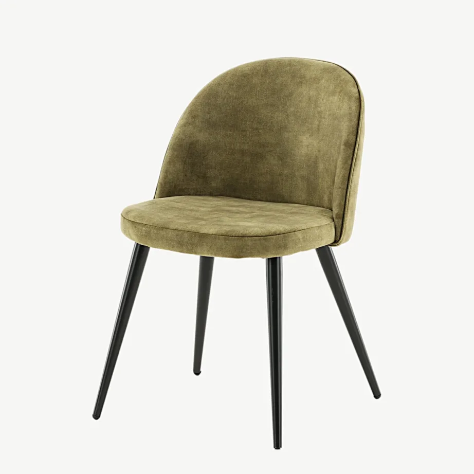 Roheline sametist söögitool mustade terasjalgadega Velvet sarjast, 19924-844