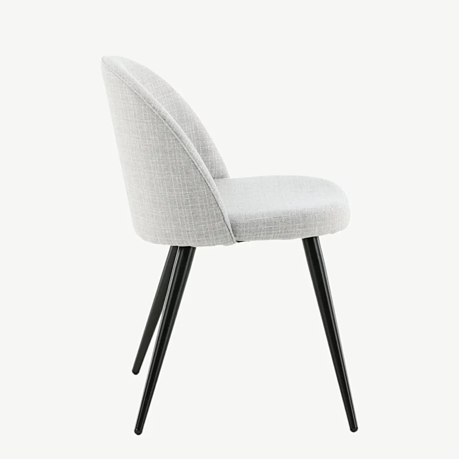 Helehalli kattega polsterdatud söögitool Velvet, mustade metalljalgadega, 19924-855 – 2