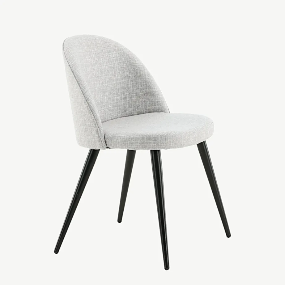 Helehalli kattega polsterdatud söögitool Velvet, mustade metalljalgadega, 19924-855 – 3