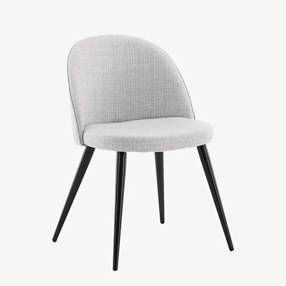 Helehalli kattega polsterdatud söögitool Velvet, mustade metalljalgadega, 19924-855