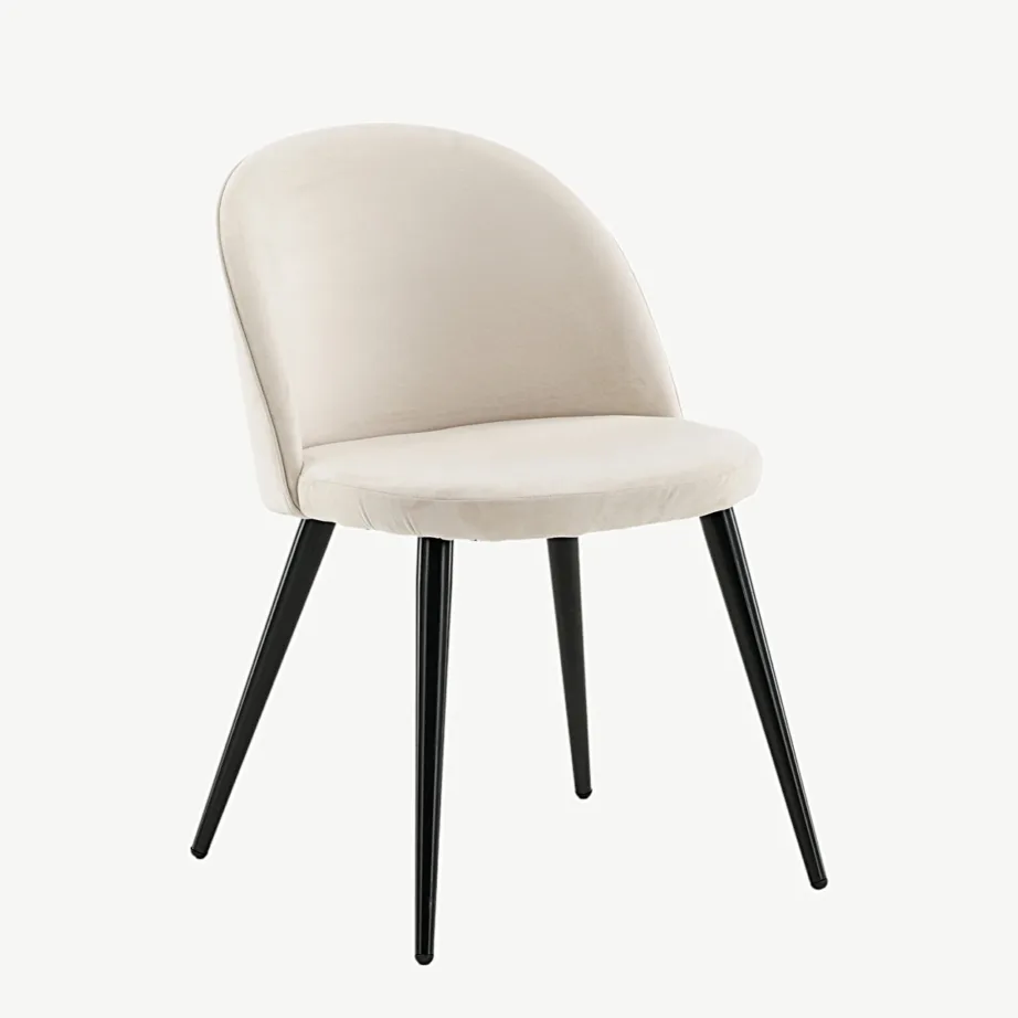 Beežist sametist söögitool Velvet-sarjast, mustade metalljalgadega, 19924-880 – 3