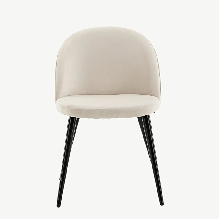 Beežist sametist söögitool Velvet-sarjast, mustade metalljalgadega, 19924-880 – 4